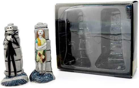 Enesco Disney Ceramics Nightmare Before Christmas Jack and Sally Salt and Pepper Shakers, 3.85 Inch, Multicolor