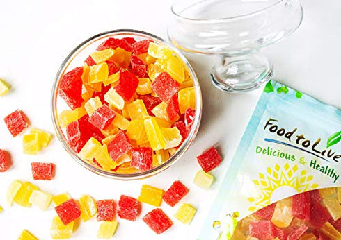 Diced Fruits Mix, 4 Ounces - Contains Dreid and Diced Mango, Pineapple, Papaya. Sweetened, Unsulfured, Candied Vegan Snack, Kosher, Bulk, Great for Culinary Use and Baking