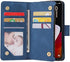 LOWPZNVE Wallet Case for TCL 10 5G UW Verizon,TCL 10 5G UW Case,Leather Handbag Zipper Pocket Card Holder Slots Wrist Strap Flip Protective Phone Cover for TCL 10 5G UW (Blue)