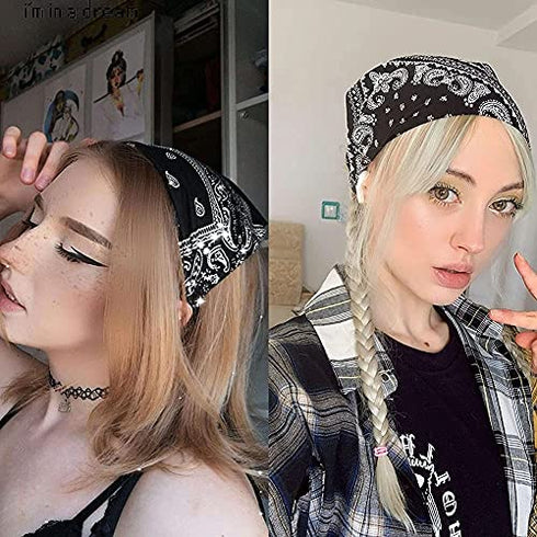 6 Pack Hair Scarf Headband for Women - Elastic Hair Kerchief Boho Triangle Bandana Head Scarf with Clips Non Slip Leopard Print Hair Scarves for Girls