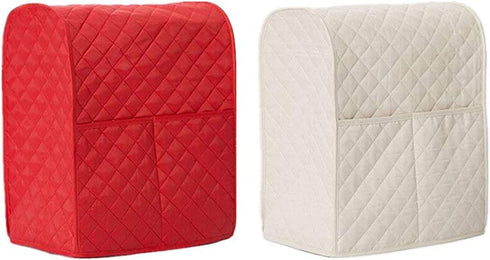 Giveme5 Kitchen Aid Mixer Cover, Leather Stand Mixer Cover Dust-Proof Cover Lattice Pattern Thicken Protector Cover Organizer Bag for Kitchen Mixer QT4.5 QT5 QT6 (Beige)