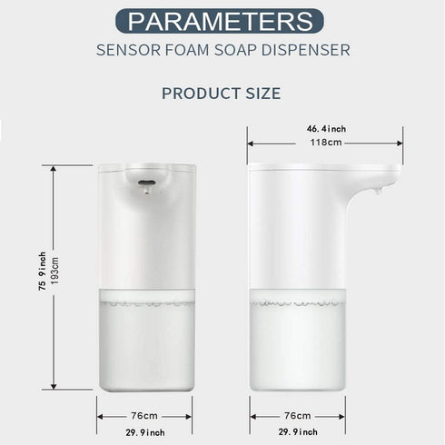 PROMUN Premium Touchless Electric Foam Soap Dispenser, Automatic Hand Sanitizer Dispenser with Infrared Motion Sensor Hands, Battery Operated Ideal for Kitchen or Bathroom Use (White)
