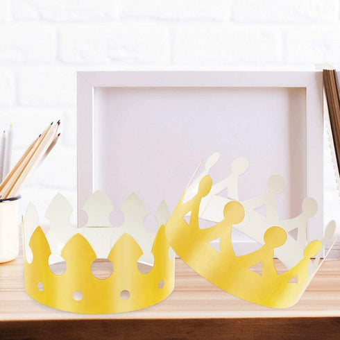 28 Pack Gold Paper Crown Gold Foil Party Crown Hat Cap for Birthday Celebration Baby Shower Photo Props ( 2 Styles )
