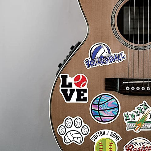100PCS Sports Stickers, Volleyball Basketball Football Stickers Mixed Vinyl Waterproof Stickers for Water Bottles Laptop Computer Skateboard MacBook for Teens and Adults