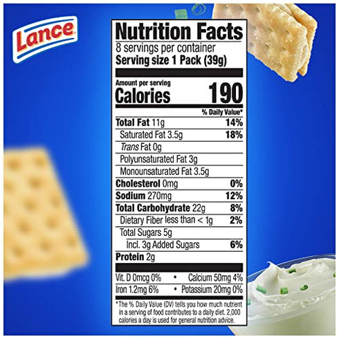 Lance Sandwich Crackers, Captain's Wafers Cream Cheese and Chives, 8 Ct Box