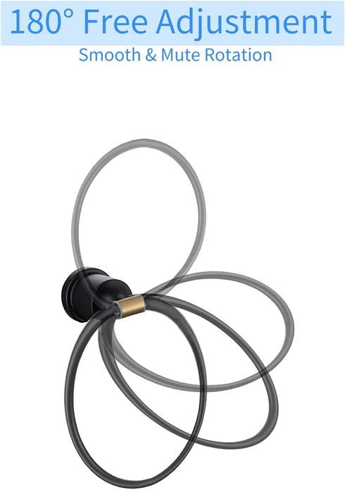 MsKorong SUS304 Stainless Steel Round Shape Black Towel Ring Hand Towel Holder Wall Mounted Rustproof Matte Black Bathroom Towel Holder for Toilet Kitchen Bathroom Hardware Accessories
