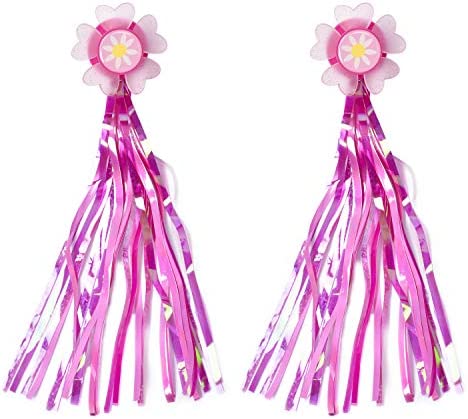 Kids Bike Horn, Children Bicycle Bell with 2 Pack Bike Handle Streamers Bike Accessories for Girls or Boys (Pink)