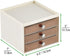 mDesign Plastic Small 3-Drawer Jewelry Organizer Box for Storage on Dresser, Vanity, Countertop - Holds Earrings, Bracelets, Necklaces, Bangles, Rings, 2 Pack - Cream/Brown