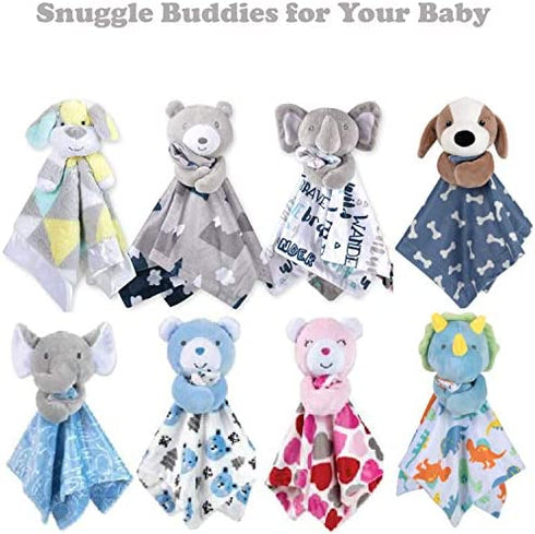 Minky Animal Snuggler Lovey Blanket for Kids, Babies, Boys, Girls, Gender Neutral Security Blanket with Stuffed Animal