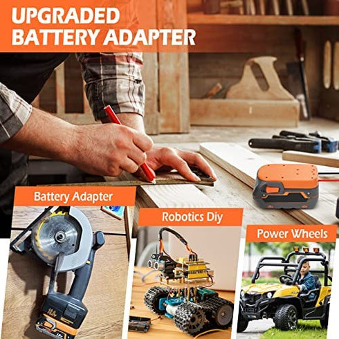 Ecarke Power Wheels Battery Adapter for Ridgid AEG 18V Hyper li-ion Battery DIY Dock Power Connector Battery Converter 12 Gauge Robotics for RC Toy Car Truck,e-Bike?with Wire Terminals?