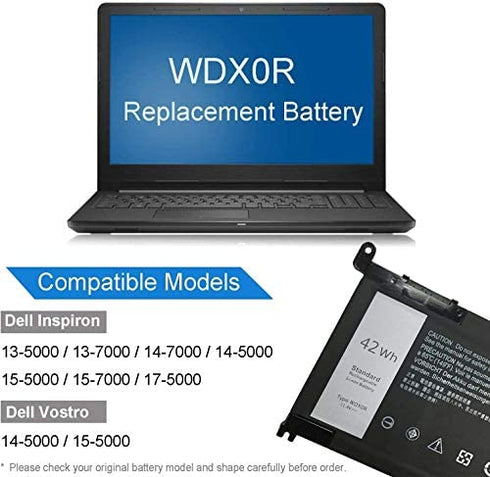 WDXOR 42Wh Dell Laptop Battery Replacement for Dell Inspiron 15 5000 7000 Series, Dell Inspiron 13 5000 7000, 5368 5378 7378 5568 7560