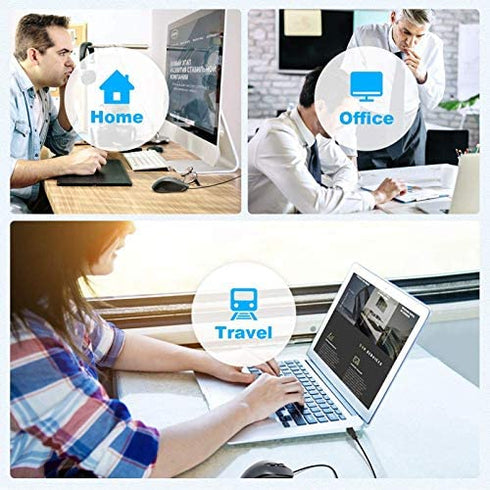 TECKNET Wired Mouse, USB Wired Computer Mouse, 3600DPI 4 Adjustable Levels, 6-Button Ergonomic Mice, Home and Office Mouse for Laptop PC Desktop Notebook - Grey
