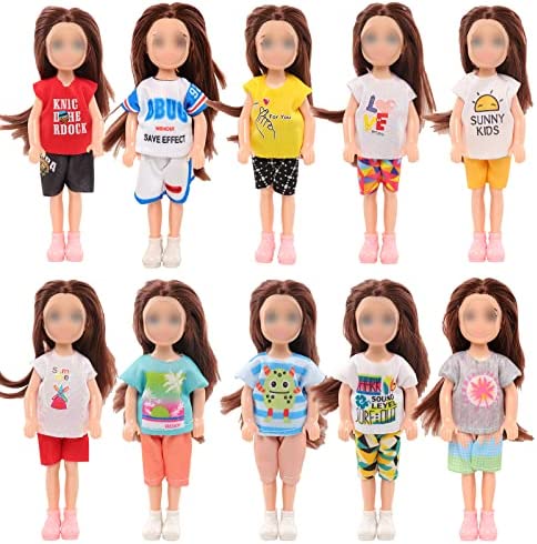 Funlight Chelsea Doll Clothes and Accessories 4 Dresses 4 Outfits 2 Shoes with Bonus 20 Rubber Band for 5.3 Inch Chelsea Doll