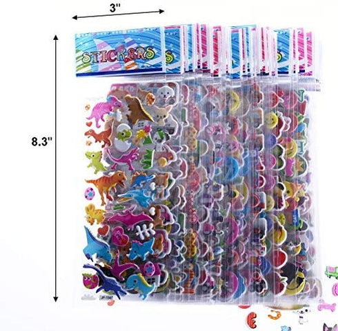 Kids Stickers 1000+, 40 Different Sheets, 3D Puffy Stickers for Kids, Bulk Stickers for Girl Boy Birthday Gift, Scrapbooking, Teachers, Toddlers, Including Animals, Stars, Fishes, Hearts and More