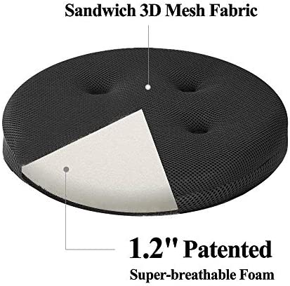 baibu Bar Stool Cushions, Super Breathable Round Bar Stool Cover Seat Cushion Black 12" - One Cushion Only