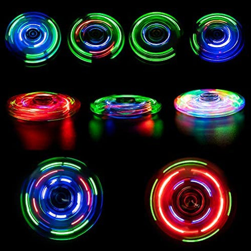 Fidget Spinner, Crystal Fidget Toy Led Light Rainbow Finger Toy Hand Fidget Spinner-Kids for ADHD Anxiety Stress Reducer(Pink)