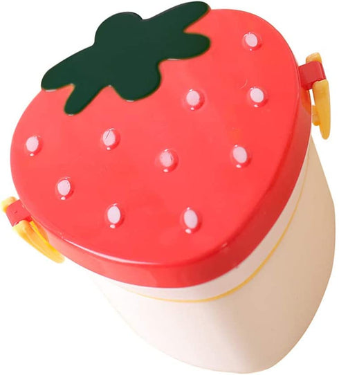 BESTONZON Bento Lunch Box Double Layer Strawberry Shape Food Containers with Cutlery Lunch Container Boxes for Toddler Kids (Random Color)