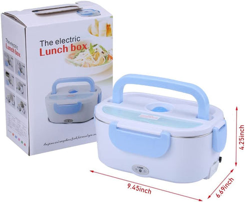 Electric Lunch Box Food Warmer Heater for Car and Home with Removable 304 Stainless Steel Storage Container Warming Bento 2 in 1 Car 12V/24V and Home Use 110V (Blue)