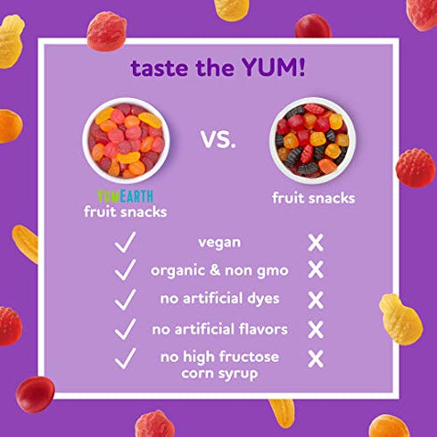 YumEarth Organic Fruit Snacks, 5- 0.7oz. Fruit Flavored Snack Packs, Allergy Friendly, Gluten Free, Non-GMO, Vegan, No Artificial Flavors or Dyes