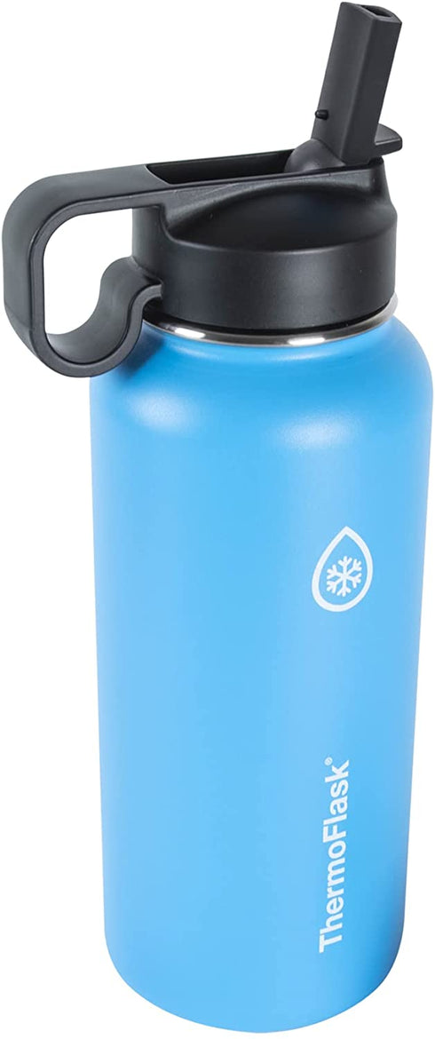 Thermoflask Double Stainless Steel Insulated Water Bottle with Two Lids, 32 Ounce, Capri