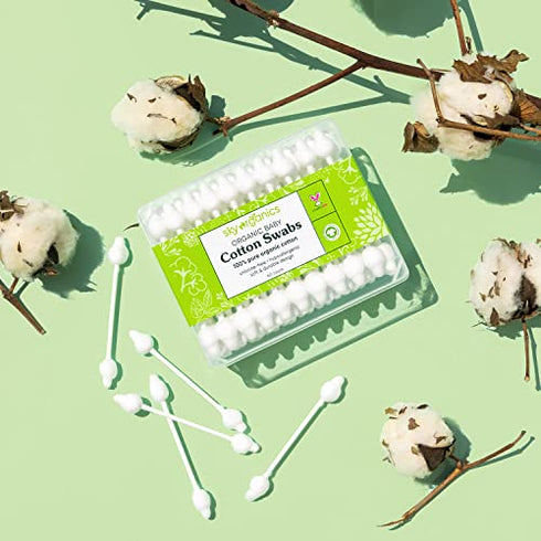 Sky Organics Organic Baby Cotton Swabs for Baby, 100% Pure Organic Cotton, GOTS Certified Organic Cotton, 60 Count