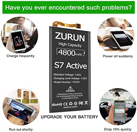 Galaxy S7 Active Battery ZURUN 4800mAh Li-Polymer EB-BG891ABA Battery Replacement for Samsung Galaxy S7 Active SM-G891 G891A G891F with Repair Screwdriver Tool Kit