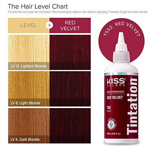 Kiss Tintation Semi-Permanent Hair Color Treatment 148 mL (5 US fl.oz) (Red Velvet)