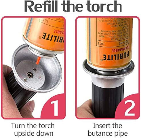 Gibot Butane Torch,Kitchen Torch Cooking Torch Creme Brulee Torch, Refillable Adjustable Flame Lighter with Safety Lock for DIY, Creme, Brulee, BBQ and Baking(Butane Gas Not Included)