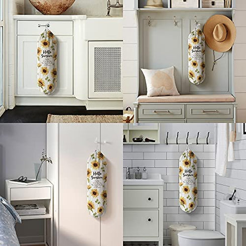 Hglian Grocery Plastic Bag Holder and Dispenser Wall Mount Plastic Bags Organizer?Garbage Shopping Trash bags Storage Carrier, Cute Sunflower Home Kitchen Decor,Gifts for Mom Wife Grandma