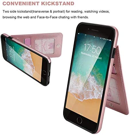 KIHUWEY iPhone 6 Plus iPhone 6S Plus Case Wallet with Credit Card Holder, Premium Leather Magnetic Clasp Kickstand Heavy Duty Protective Cover for iPhone 6 Plus/6S Plus 5.5 Inch (Rose Gold)