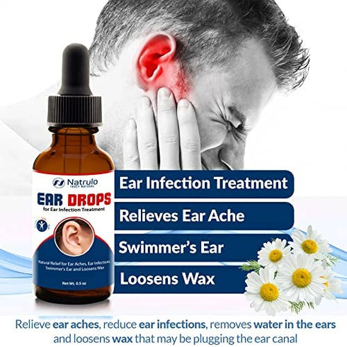 Natural Ear Drops for Ear Infection Treatment – Organic Ear Drops for Adult, Kids, Baby, Dog & Pets – Relieves Ear Aches, Itchy Ears, Infections, Swimmer's Ear, & Loosens Wax – Kids Safe, Made in USA