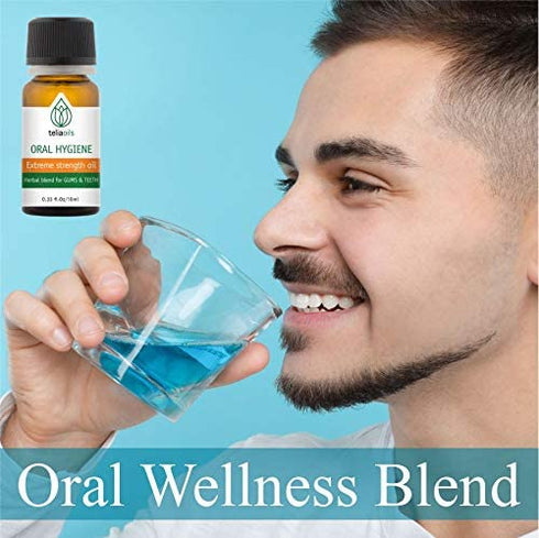 Teliaoils Herbal Blend for Teeth & Gums - Extreme Strength Oral Hygiene Oil- 100% Natural Deep Cleansing Mouthwash/Liquid Toothpaste/Herbal Breath Freshener- Fluoride Free Oral Discomforts - 10ml