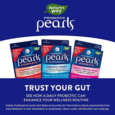 Nature’s Way Probiotic Pearls Acidophilus, Digestive Health*, 1 Billion Live Cultures, No Refrigeration Required, 90 Softgels
