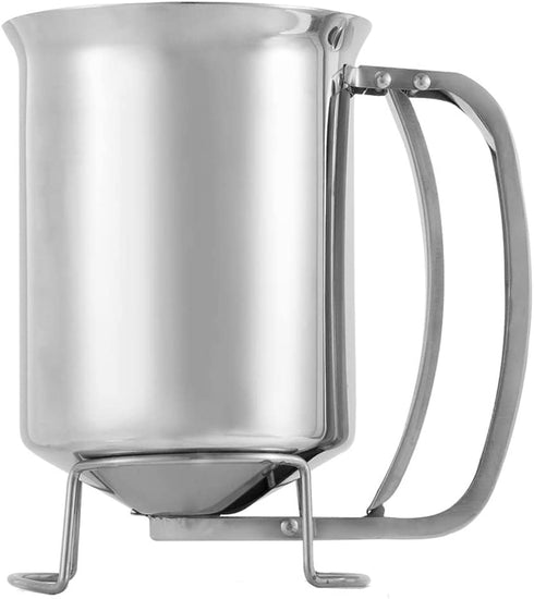 GEETEST 800ml Stainless Steel Pancake Batter Dispenser - Great for Baking,Cupcakes,Muffins-Cooking Crepes,Waffles- Easyflow Spout -Measuring Gauge in Mls and cups