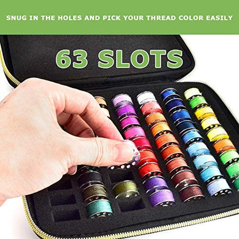 63 Slots Bobbin Case Holder - Bobbins Thread Organizer Storage - Spools Box Compatible with Brother for Singer for Babylock for Janome for Kenmore Sewing Machine