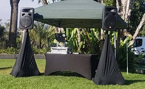 6ft Tablecloth Rectangular Spandex Linen - Black Table Cloth Fitted Cover for 6 Foot Folding Table, Wedding Linens Banquet Cloths Rectangle Covers (2 Pack)
