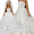 BARWA White Wedding Dress with Long Veil Evening Party Princess White Lace Gown Dress for 11.5 Inch Girl Doll
