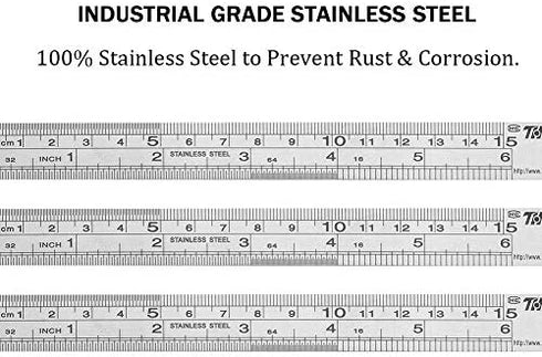 Ruler Metal Straight Edge Ruler Stainless Steel Ruler 6 Inch Ruler Set Rulers Bulk 6 Pack