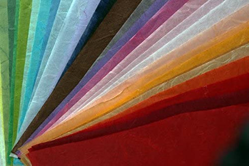 MulberryPaperStock 65 Hand Made Tissue Mulberry Paper Sheets Natural Fiber 8.5 x 11-inch Design for Japanese Origami and Hand Craft Include Red Green Blue Yellow Color