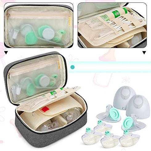 BAFASO Wearable Breast Pump Bag Compatible with Willow and Elvie Breast Pump, Case for Wearable Breast Pump and Extra Parts (Patent Pending), Gray
