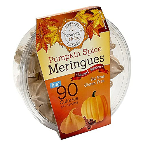 Krunchy Melts - Original Meringue Cookies - Pumpkin Spice Flavor - Fat Free - Gluten Free - Nut Free -90 Calories Per Serving - Low Calorie Snack - Sweet Treats - 4 Oz