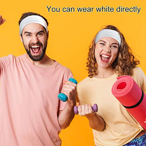 6 Pieces Tie Dye Bandana Headband for Women, White Boho Headbands Wide Elastic Headband Stretchy Sport Yoga Hairband Hair Accessories for Women Girls