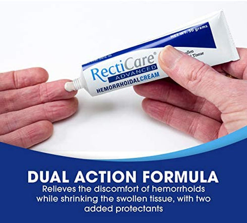 RectiCare Advanced Hemorrhoidal Cream: Advanced Treatment to Shrink & Soothe Hemorrhoids - Itch, Pain, & Burn Relief - 30g Hemorrhoidal Cream with Lidocaine