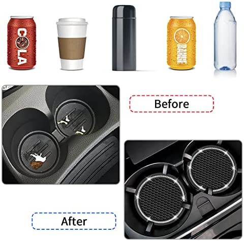 Car Coasters, 4 Pack Universal Vehicle Bling Car Coaster, COCASES Crystal Rhinestone Coaster For Cup Holders, Car Interior Accessories 2.75'' Silicone Anti Slip Car Coasters For Women ( Black )
