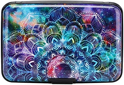 ELFISH Mini RFID Aluminum Wallet Credit Cards Holder Business Card Case Metal ID Case for Men Women (Acolorful)