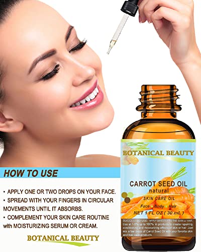 CARROT SEED OIL 100 % Natural Cold Pressed Carrier Oil. 0.33 Fl.oz.- 10 ml. Skin, Body, Hair and Lip Care. "One of the best oils to rejuvenate and regenerate skin tissues.” by Botanical Beauty