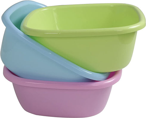 Cand Plastic Square Wash Basin, 12 Quart Dish Tubs, 3-Pack