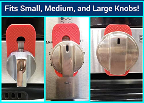 Vadiff Silicone Gas Stove Child Safety Knob Locks | Oven Knob Guard (5Pk)(Red)