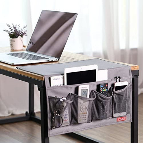 Zafit 6 Pockets Bedside Storage Organizer, Table Cabinet Storage Organizer Bedside Organizer Caddy for Remotes Phone Glasses (6 Pockets-Grey)