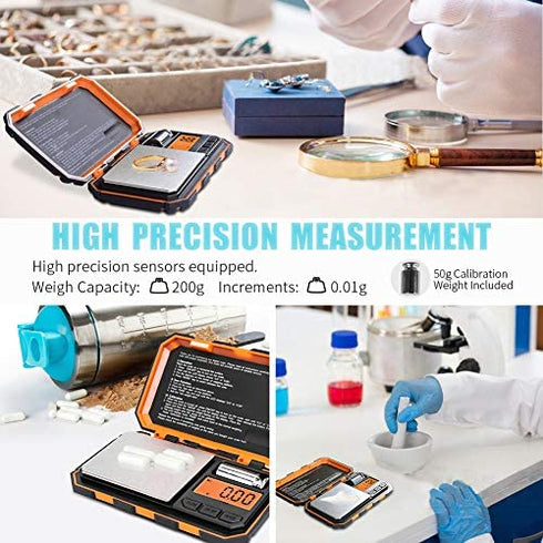 Fuzion Digital Pocket Scale, 200g x 0.01g Jewelry Gram Scale, 6 Units Conversion Mini Scale with LCD Display, Tare Function for Food, Jewelry, Medicine, Coffee ( Battery Included )